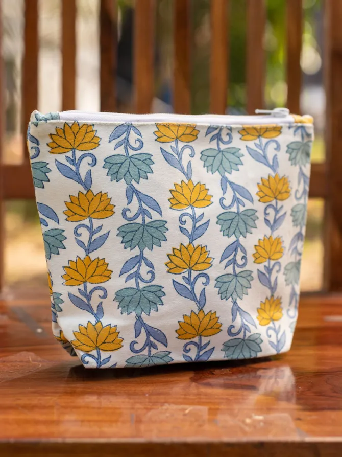 Abhyuday Hand Block Print Cotton Travel Pouch