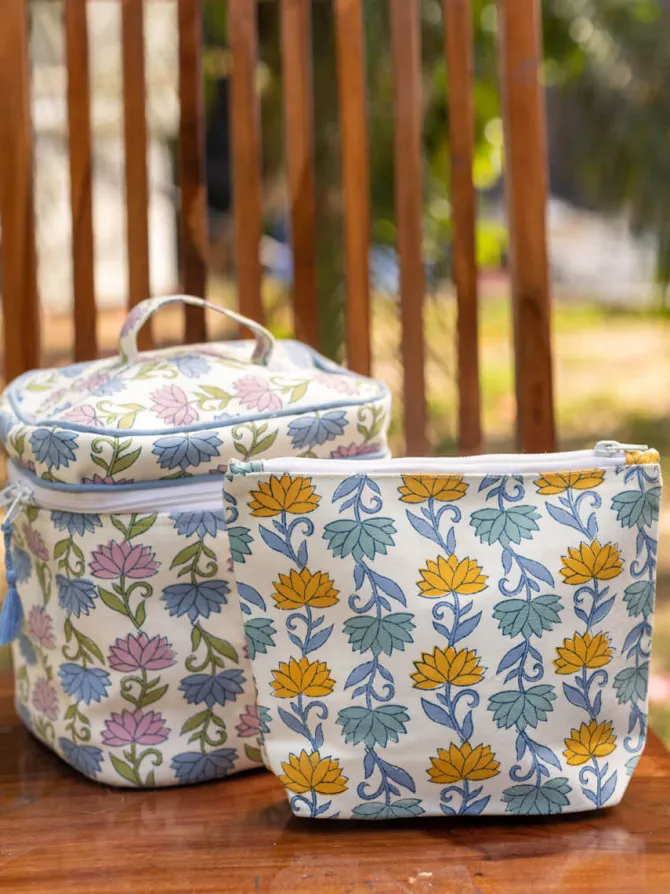 Abhyuday Hand Block Print Cotton Travel Pouch