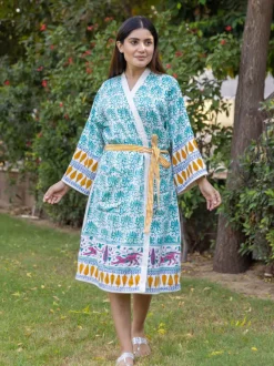 Adbhut Block Printed Luxury Cotton Bath Robe
