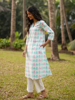 Aesha Block Printed Cotton Long Kurta
