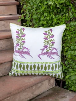 Alankriti Hand Block Printed Cotton Cushion Cover - 20Inch