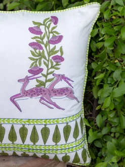 Alankriti Hand Block Printed Cotton Cushion Cover - 20Inch