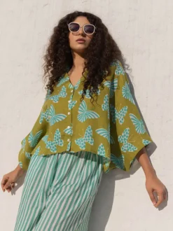 Alia Hand Printed Poncho Top