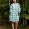 Aloha Block Printed Cotton Midi Dress