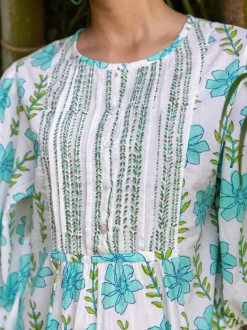 Aloha Block Printed Cotton Midi Dress