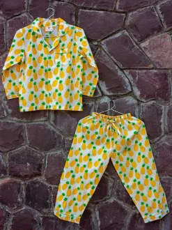 Ananaas Block Printed Cotton Top & Pyjama Set