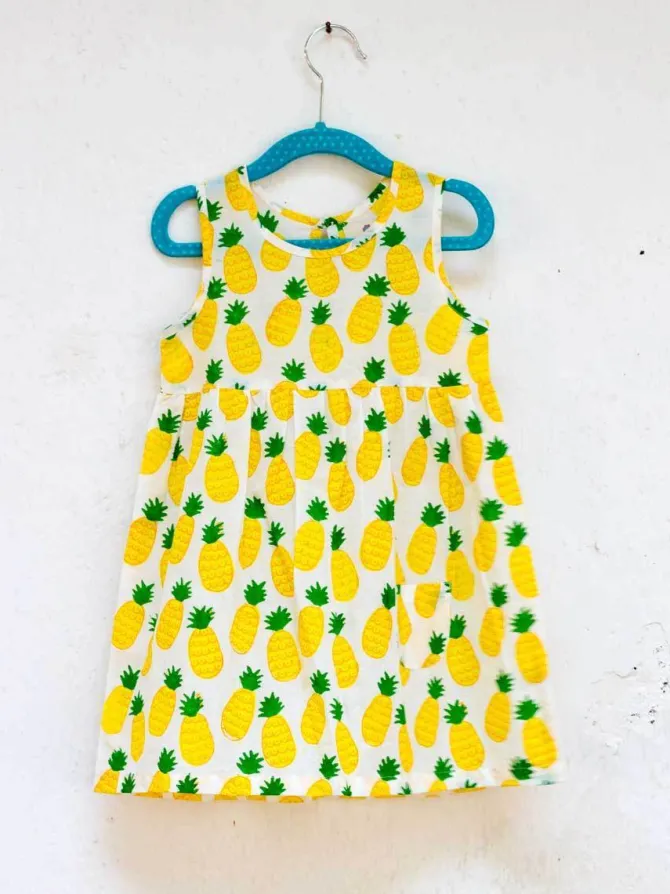 Ananaas Organic Cotton Block Printed Dress with a Pocket