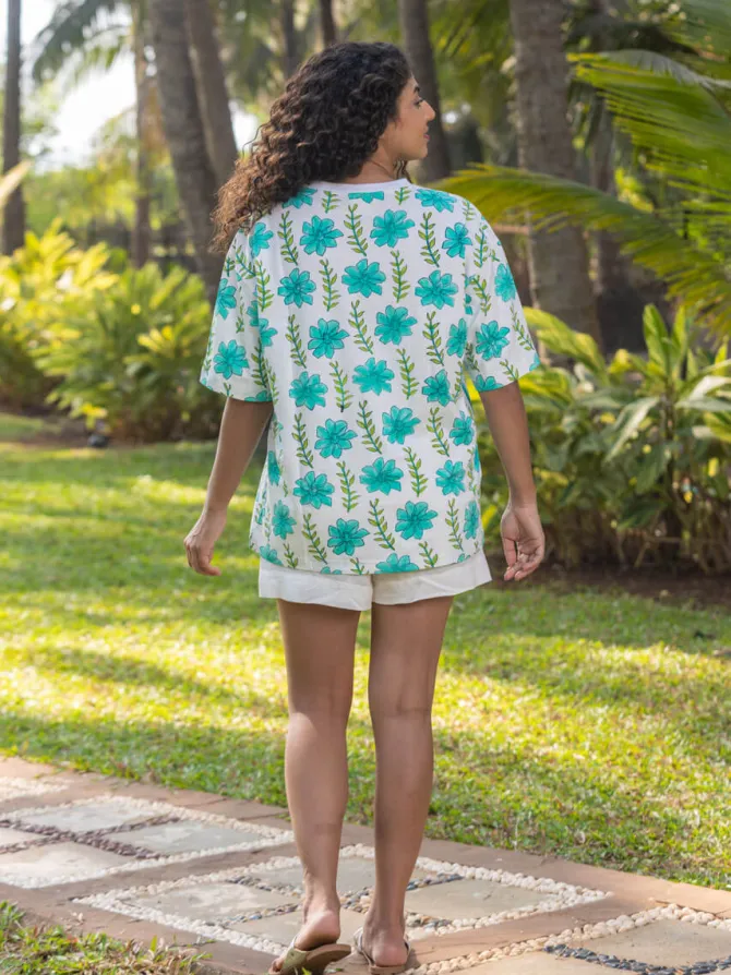Ananda Hand Block Printed Comfort Fit T-shirt
