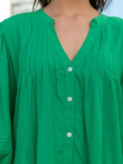 Anna Forest Green Cotton Midi Dress