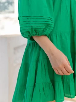 Anna Forest Green Cotton Midi Dress