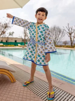 Appu Block Printed Waffle Cotton Bath Robe