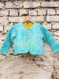 Aqua Fun Blue Organic Cotton Quilted Tea Cup Jacket