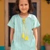 Aqua Stripes Organic Cotton Block Printed Top