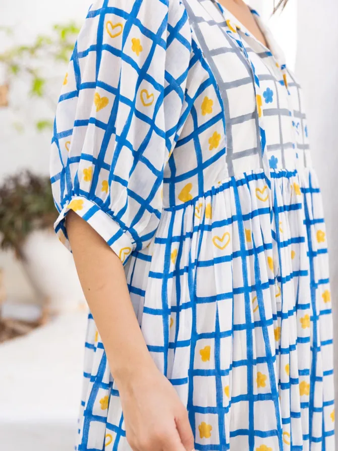 Archie Hand Block Printed Cotton Maxi Dress