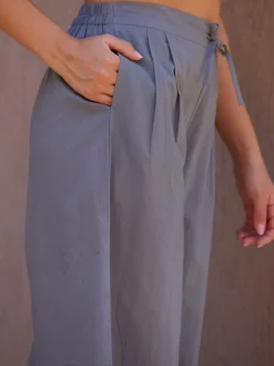 Ash Grey Cotton Palazzo Pants