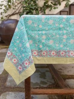 Aster Block Print Cotton Table Cover