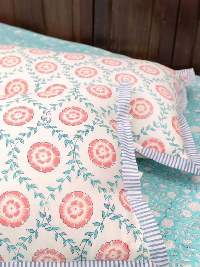 Aster Hand Block Printed Cotton Bed Sheet