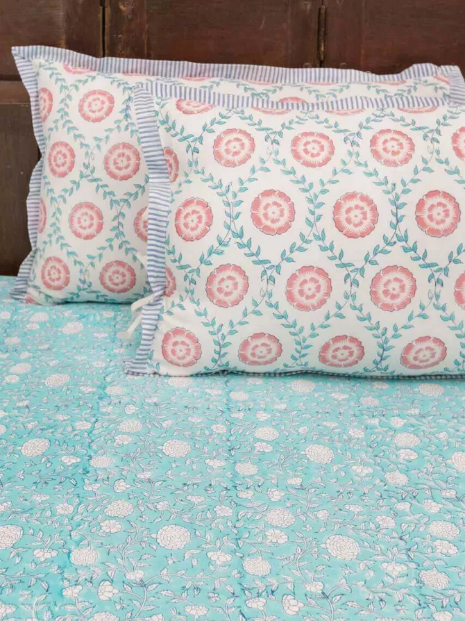 Aster Hand Block Printed Cotton Bed Sheet