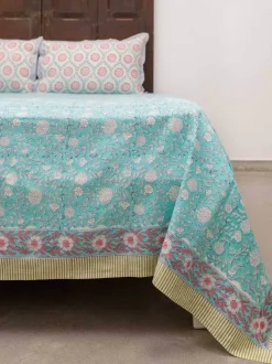 Aster Hand Block Printed Cotton Bed Sheet