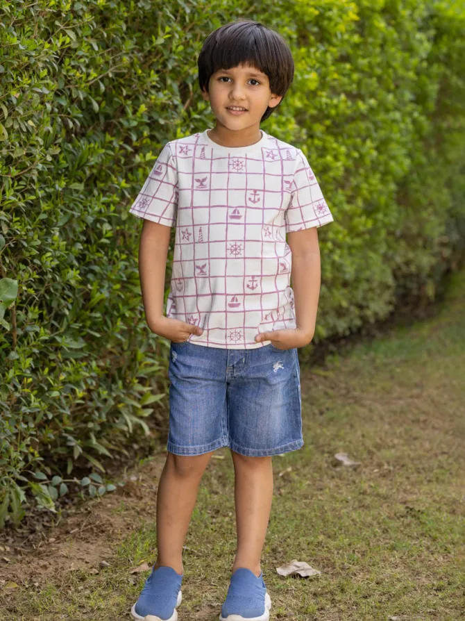Aye Aye Captain Organic Cotton Block Printed T-shirt