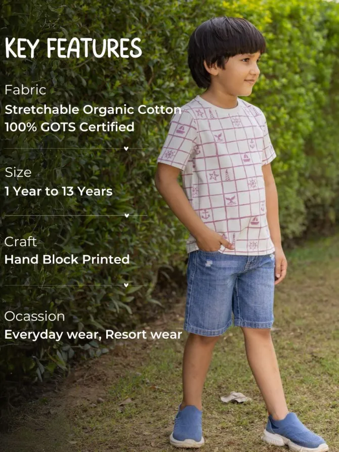 Aye Aye Captain Organic Cotton Block Printed T-shirt