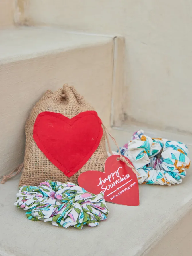 Bag of 3 - Bloom Cotton Scrunchies