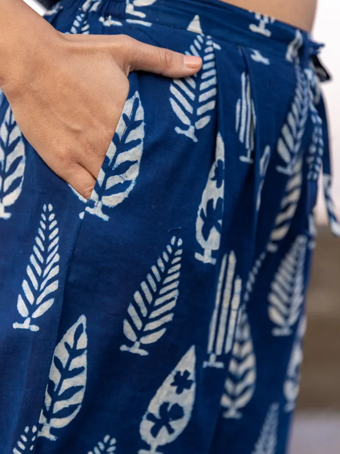 Baku Indigo Cotton Lantern Pants