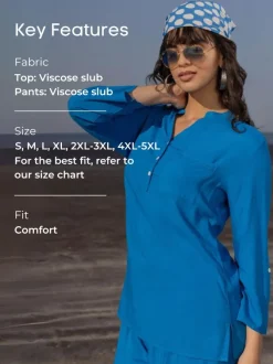 Beach Solid Blue Co-ord Set of 2