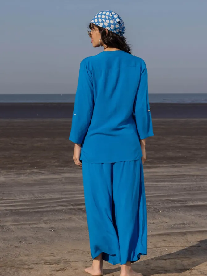 Beach Solid Blue Co-ord Set of 2