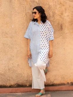 Bella Oversized Asymmetrical Cotton Long Shirt