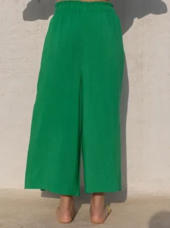Beth Solid Green Wrap-Around Pants