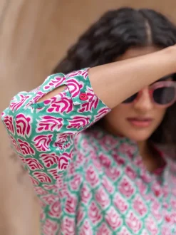 Bhavya Floral Printed Slub Shirt
