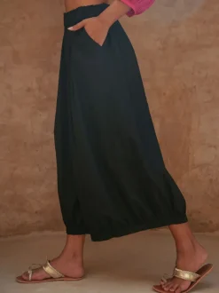 Black Cotton Aladdin Pants