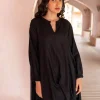 Black Embroidered Asymmetrical Top