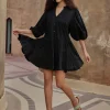 Black Rose Cotton Midi Dress