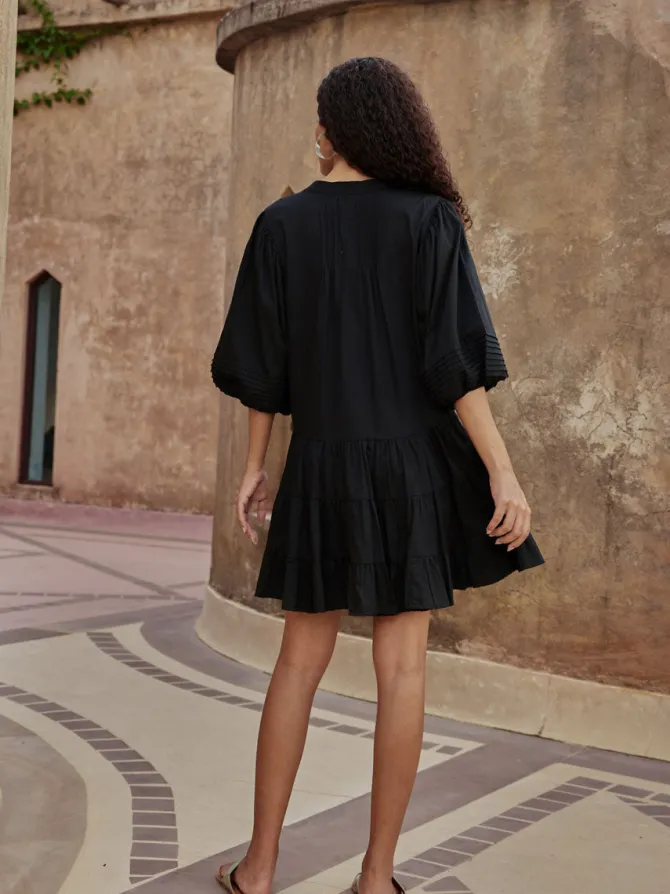 Black Rose Cotton Midi Dress