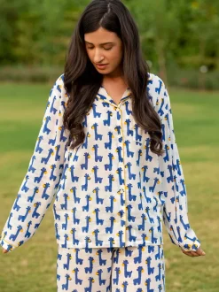 Blue Giraffe Soft Cotton Pyjama Set