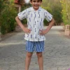 Blue Lighthouse Organic Cotton Block Printed Shirt