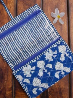 Blue Peony Foldable Jewellery Pouch