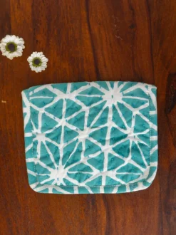 Blue Star Block Print Cotton Wallet