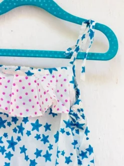 Blue Star Organic Cotton Block Printed Jumpsuit with Pompoms