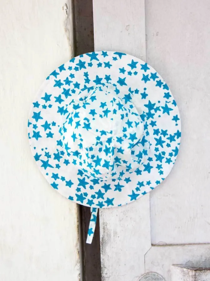 Blue Stars Block Printed Cotton Hat