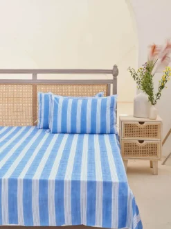 Blue Stripes Cotton Bedsheet