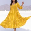 Bonjour Yellow Polka Modal Maxi Dress