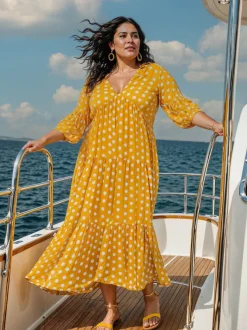 Bonjour Yellow Polka Modal Maxi Dress