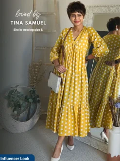 Bonjour Yellow Polka Modal Maxi Dress