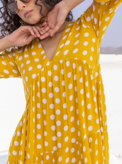 Bonjour Yellow Polka Modal Maxi Dress