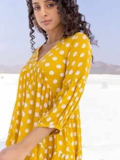 Bonjour Yellow Polka Modal Maxi Dress