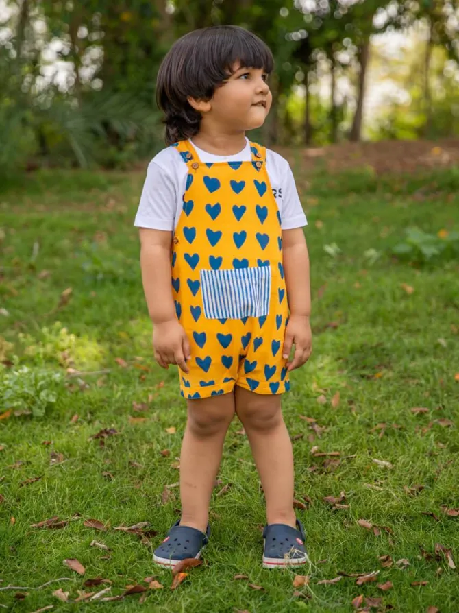 Candy Love Organic Cotton Block Printed Dungarees