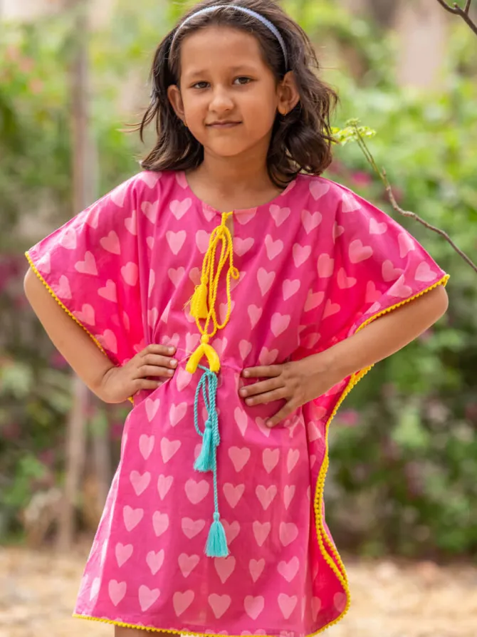 Carol Organic Cotton Block Printed Kaftan For Kids